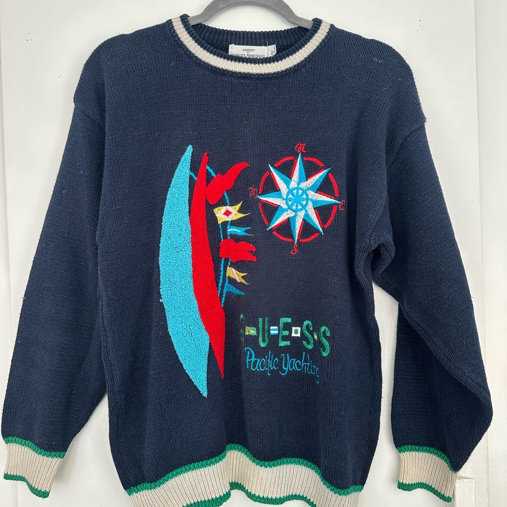 Vintage Guess Nautical Compass Sweater